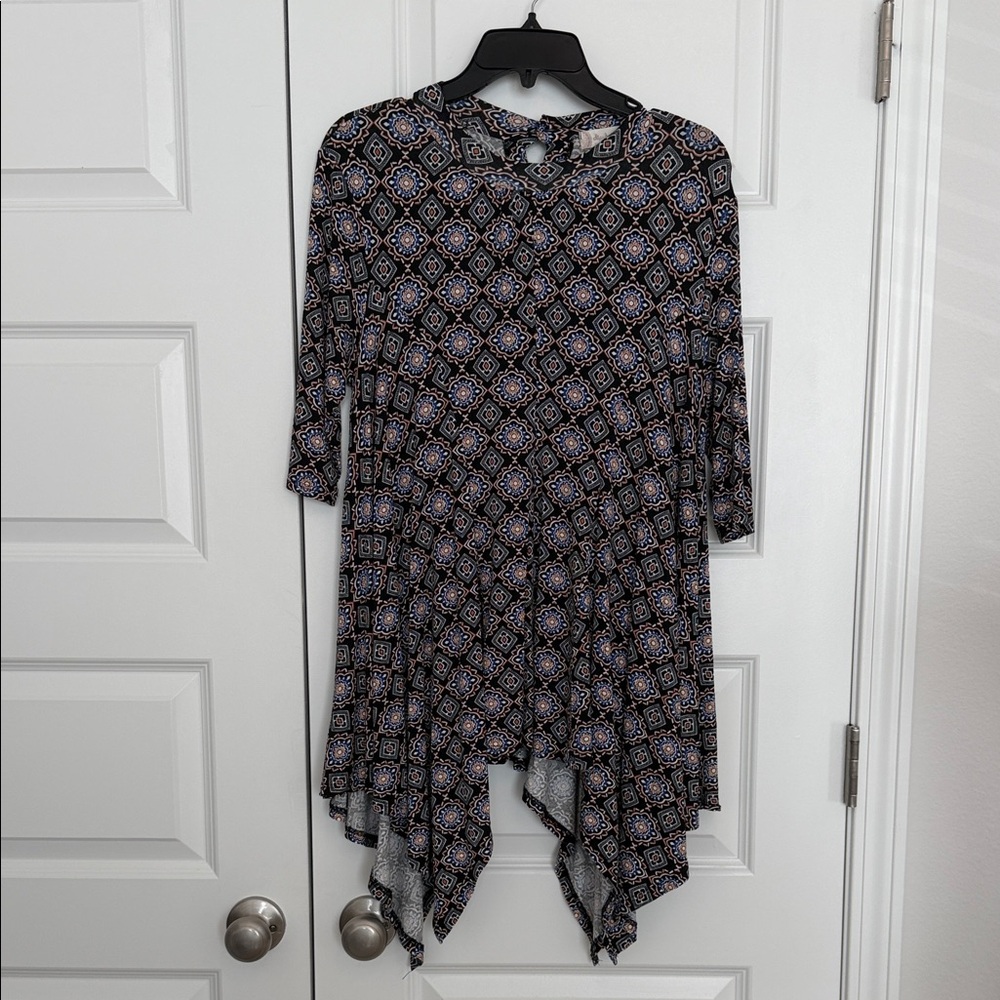 Altar'd State Black and Blue Patterned Tunic